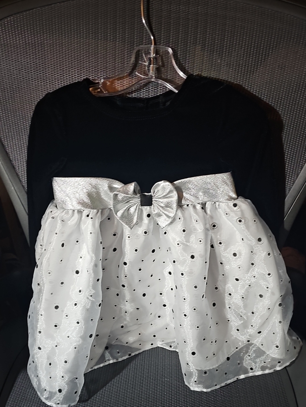 Black & White Polka Dot Bow Baby Dress